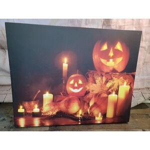 Tii collections light up halloween pumpkin canvas gourd decor